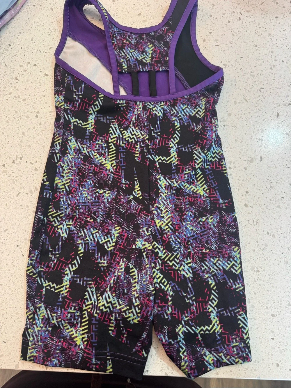 Girls' Purple Aztec-Print Leotard Jumper
